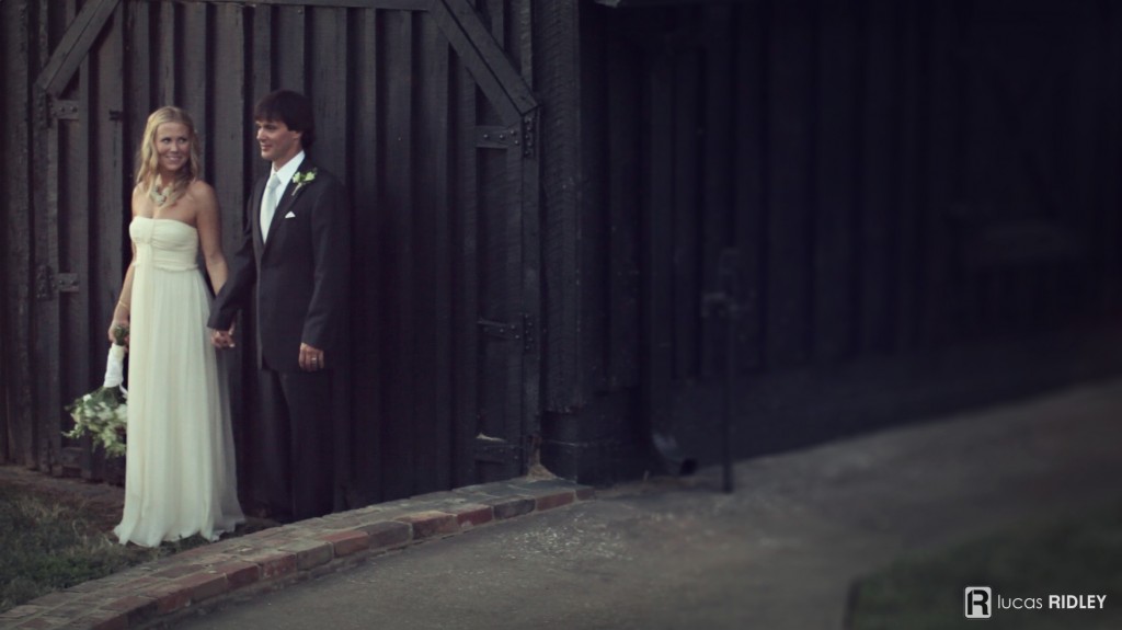 black barn bride and groom