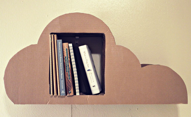 DIY Cardboard Cloud Bookshelf